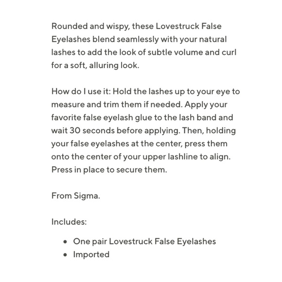 SIGMA BEAUTY Faux Mink Lashes in ‘LOVESTRUCK’ - 1 pair NIB (Lashes Only) - Picture 6 of 6